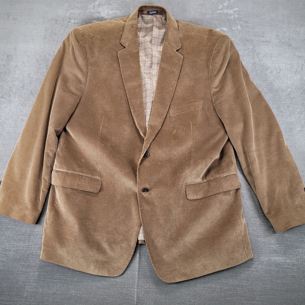 SADDLEBRED Mens 46R‎ Brown Corduroy Blazer Two Button Sport Coat Plaid Lined